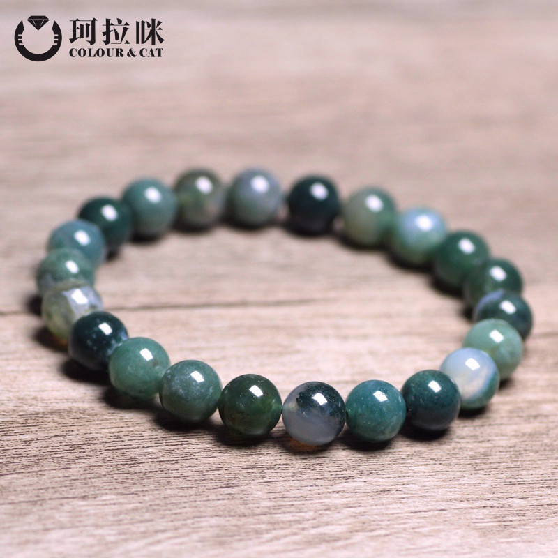 珂拉咪 天然印度水草玛瑙手链男女款 水晶手串民族风饰品 超值款