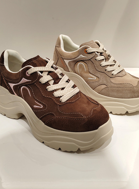 KISSCAT接吻猫女鞋2026春季新款厚底增高系带休闲单鞋 K76150A-51