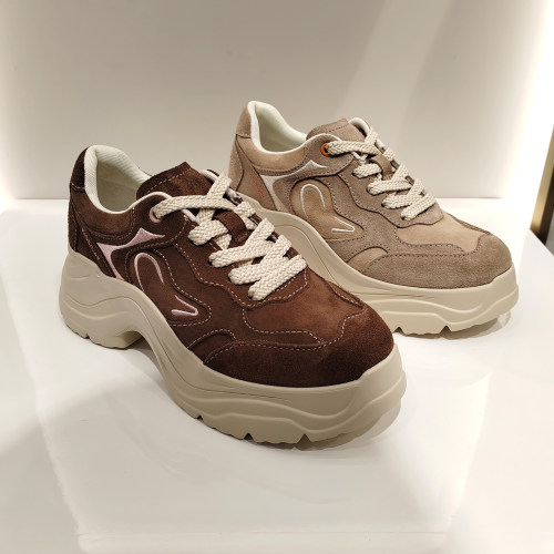 KISSCAT接吻猫女鞋2026春季新款厚底增高系带休闲单鞋 K76150A-51