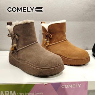 COMELY康莉2025冬季新款商场平底舒适保暖绒里休闲雪地靴kmw58819