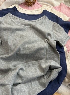 有机棉100全棉～出口日单新款春夏薄棉透气舒适内搭短袖女睡眠T
