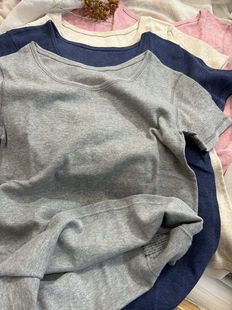 有机棉100全棉～出口日单新款春夏薄棉透气舒适内搭短袖女睡眠T