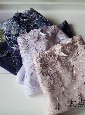 高端出口日本女内裤  外贸奢华刺绣中腰纯棉包臀微收腹三角裤C49