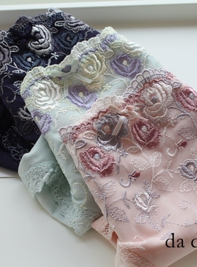 出口日本高端内裤女 外贸原单中腰奢花刺绣微收腹包臀舒适纯棉A19