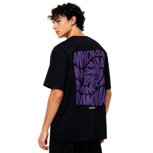 纯棉小众上衣夏 T恤设计感复古重磅半袖 XDFM美式 抽象旋转字母短袖