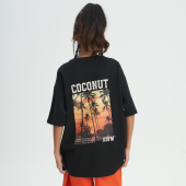 街头coconut椰树夕阳印花hiphop嘻哈宽松半袖 XDFM短袖 T恤美式