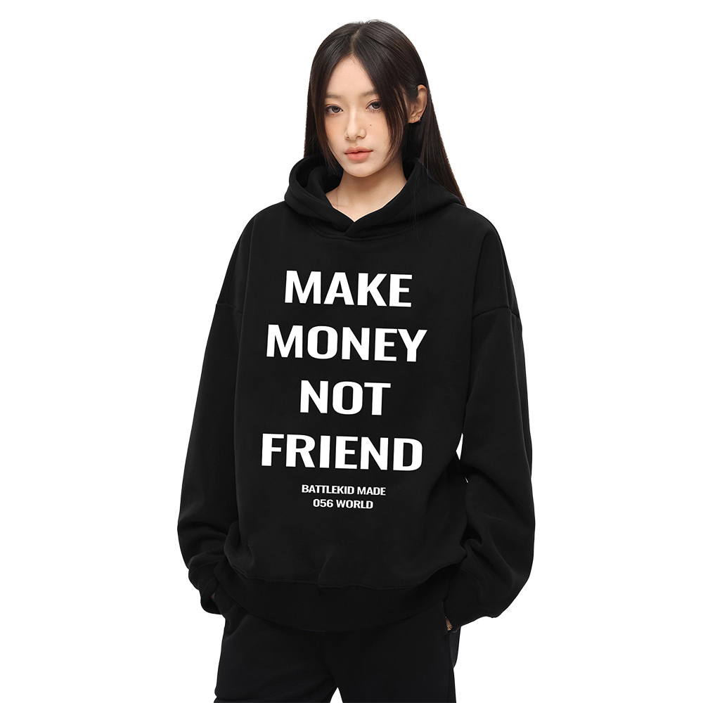 美式字母大logo重磅套头连帽卫衣