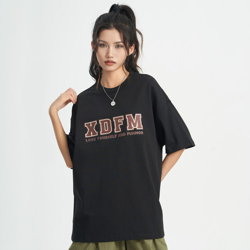XDFM短袖美式英文立体字母FUNMOR