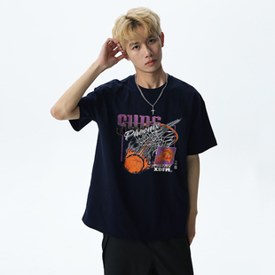 XDFM 美式太阳队周边同款纯棉重磅宽松短袖T恤hiphop复古半袖体恤