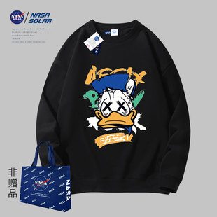 新款 秋冬季 卡通印花情侣重磅透气圆领百搭卫衣潮 SOLAR联名款 NASA
