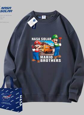NASA SOLAR联名款秋冬季新款卡通印花情侣男女同款透气重磅卫衣潮