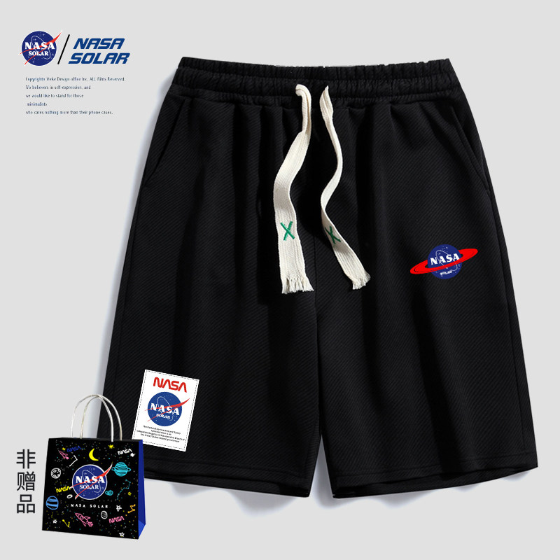 NASA联名男女休闲宽松2026新款夏季潮牌字母星球百搭运动五分短裤