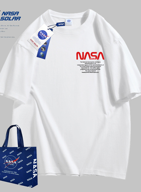 NASA SOLAR联名2026夏季新款印花男女款短袖纯棉情侣T恤宽松简约