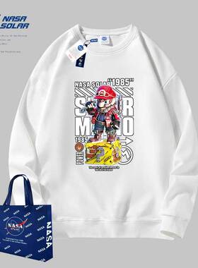 NASA SOLAR款秋冬季新款重磅圆领透气卡通印花情侣卫衣保暖长袖潮