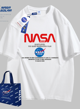 NASA SOLAR联名款夏季新款印花男女同款短袖休闲纯棉情侣T恤潮牌