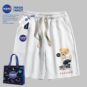 休闲小熊印花新款 直筒百搭美式 裤 短裤 潮 子运动男女夏季 NASA五分裤