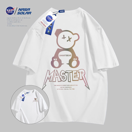 NASA联名款卡通印花重磅纯棉短袖