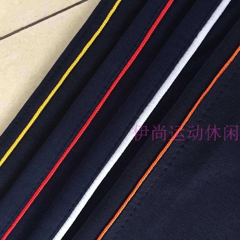 薄款全棉黑色一条杠条透气运动裤