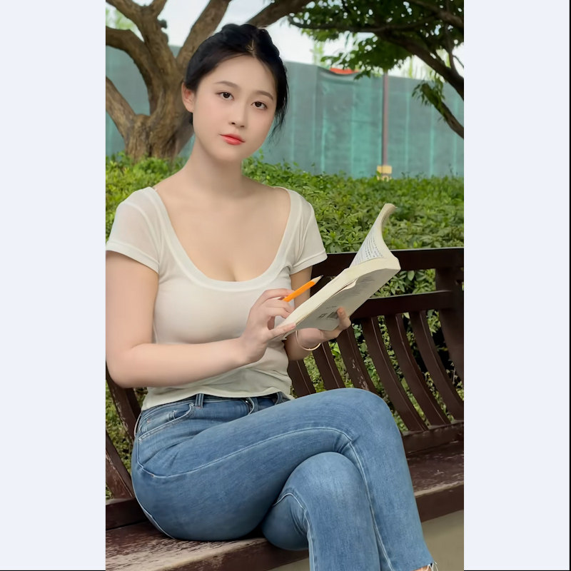 自然牛仔铅笔裤修身贴合身形百搭