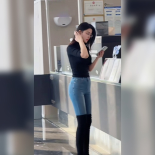 自然常规牛仔裤女款弹力铅笔裤 修身百搭通勤长裤