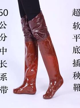 超薄下田插秧鞋牛筋软底水田靴子中高筒过膝防水靴男女水鞋稻田靴