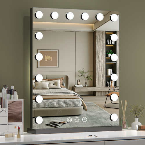 桌面大尺寸化妆镜子带led灯