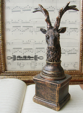 复古做旧铸铁树脂鹿角装饰摆件