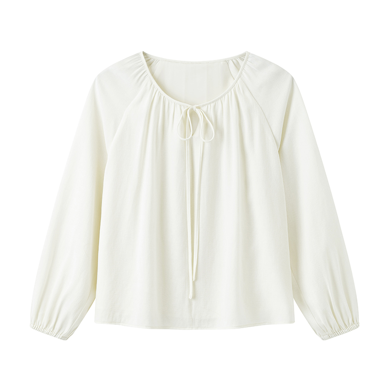 超级文 画栏桂树极简主义亚麻长袖小衫