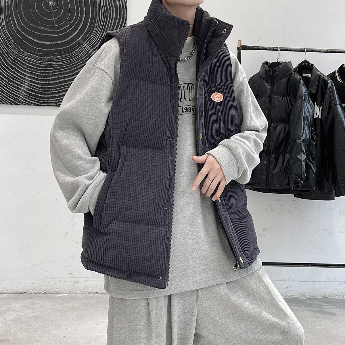 2022秋冬新款百搭手塞棉马甲宽松纯棉马甲M6001-P85108,男装背心/马甲,电商A132（原电商B245）
