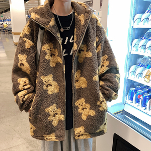 港风休闲可爱小熊印-花棉衣男外套M6655-P118图片