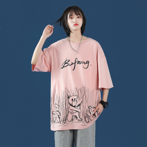 2021新款男女休v闲印花T恤图片