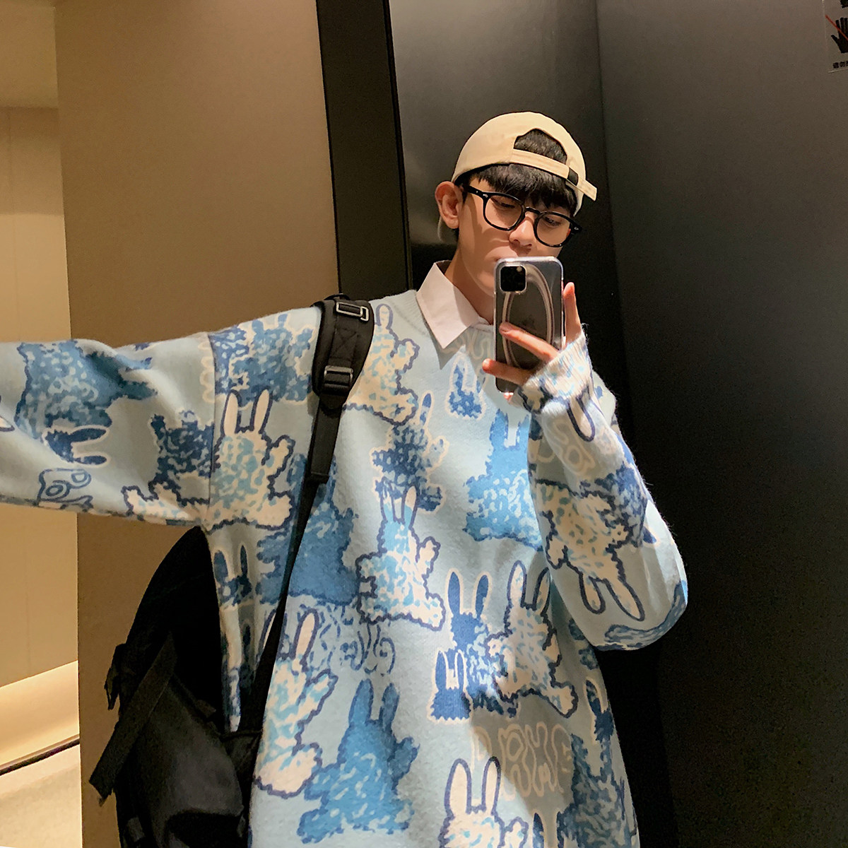 港风秋冬新款印花毛衣3R036-P7098,男装针织衫/毛衣,电商A132（原电商B245）