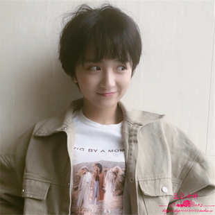 齐耳超短发假发女新款帅气韩国时尚空气薄刘海中性圆脸个性潮流