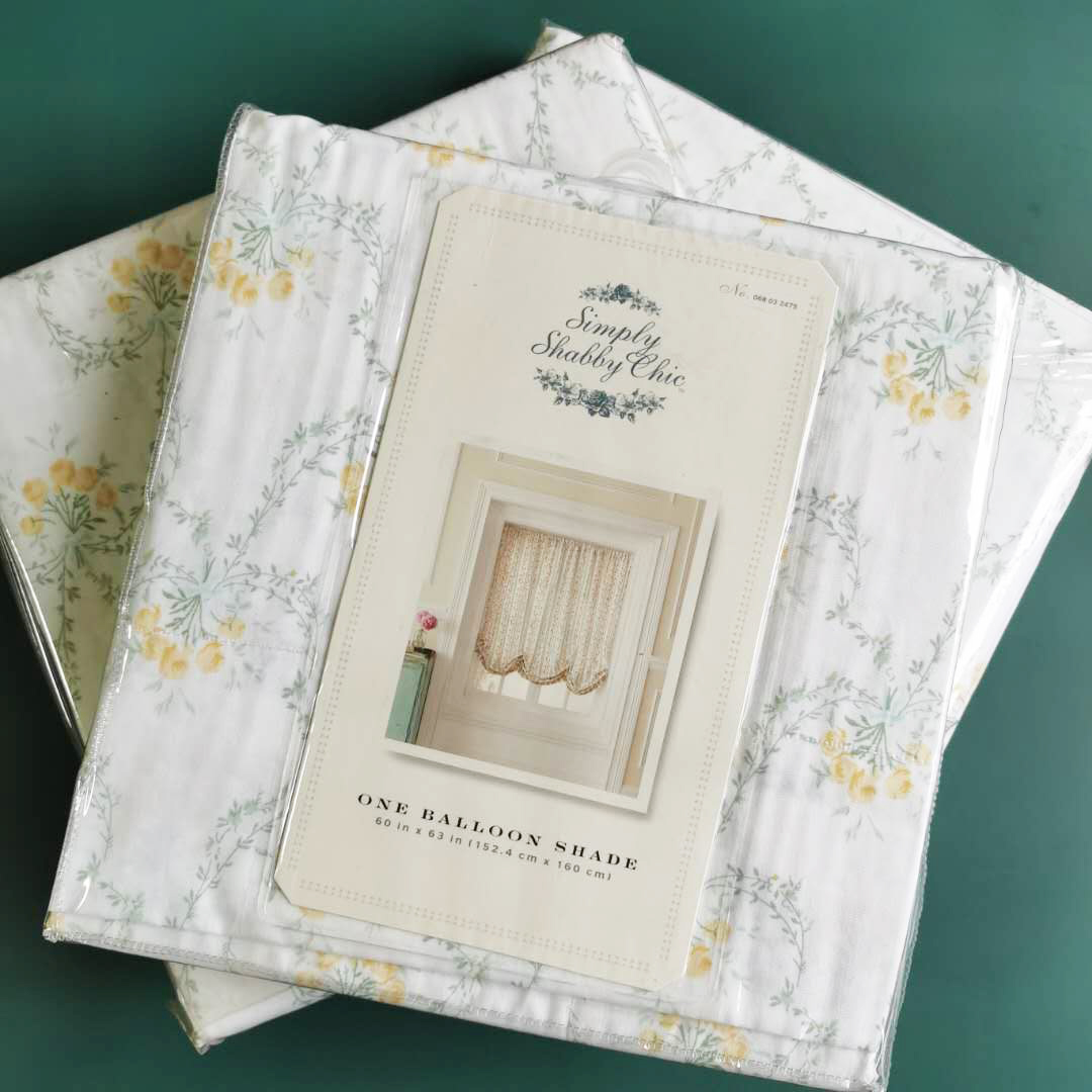 复古乡村风碎花条纹纯棉咖啡帘