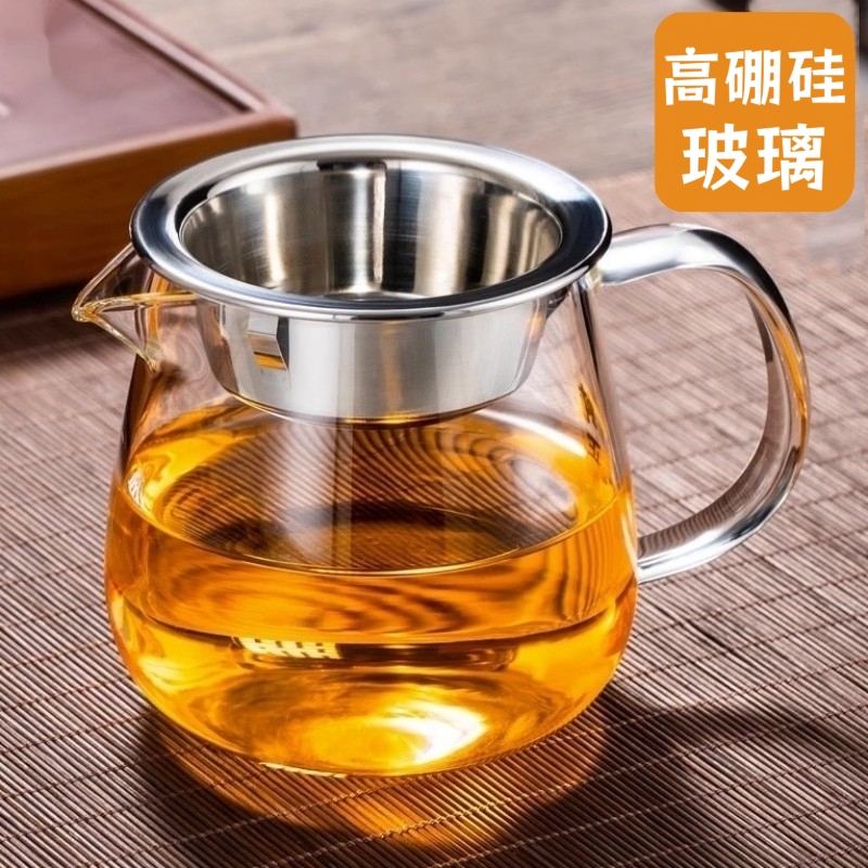 玻璃公道杯 加厚耐热玻璃公杯带304茶漏一体公杯玻璃茶海分茶器