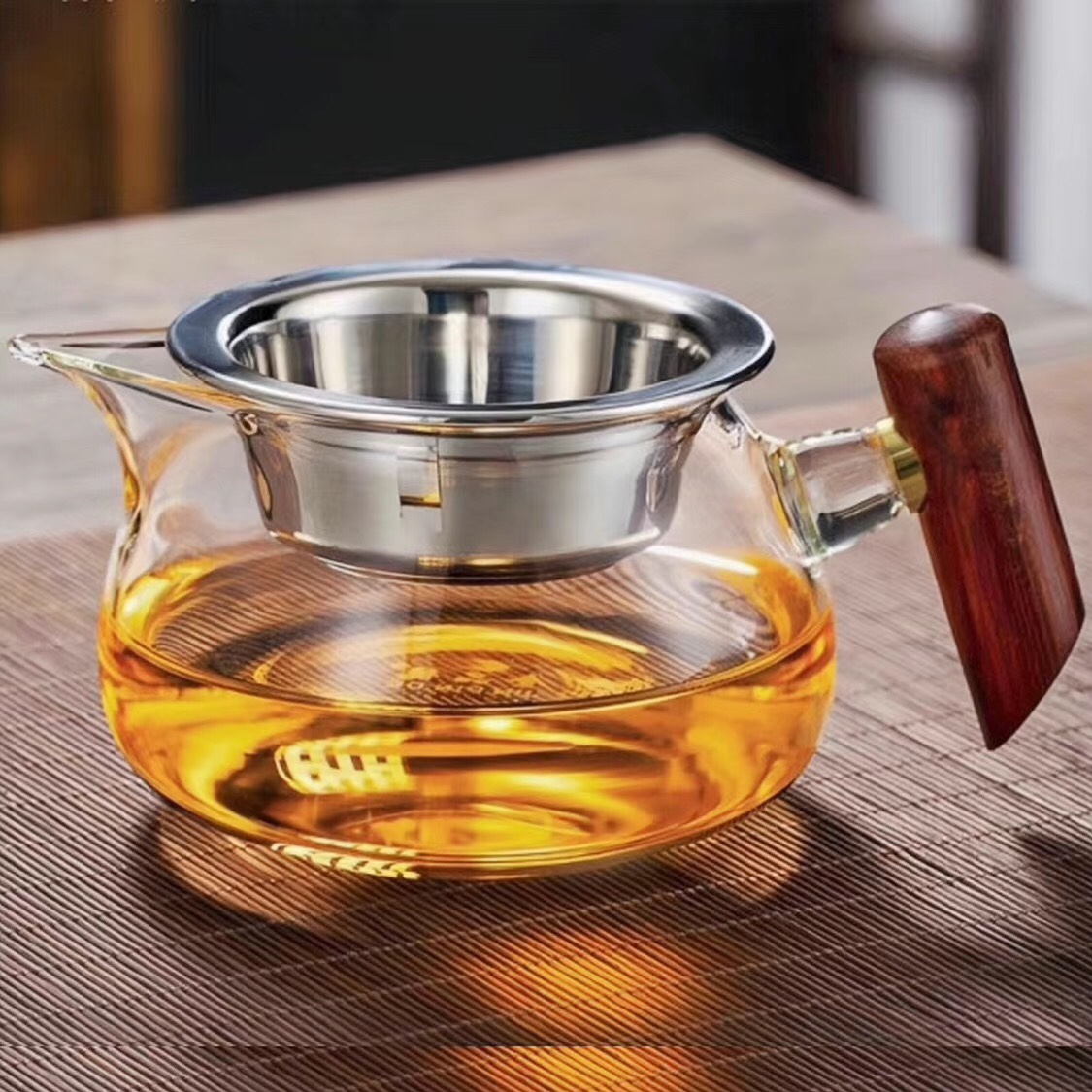 玻璃公道杯 加厚耐热玻璃公杯带304茶漏一体公杯玻璃茶海分茶器