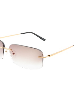 镶钻浅色树脂男款复古无框墨镜