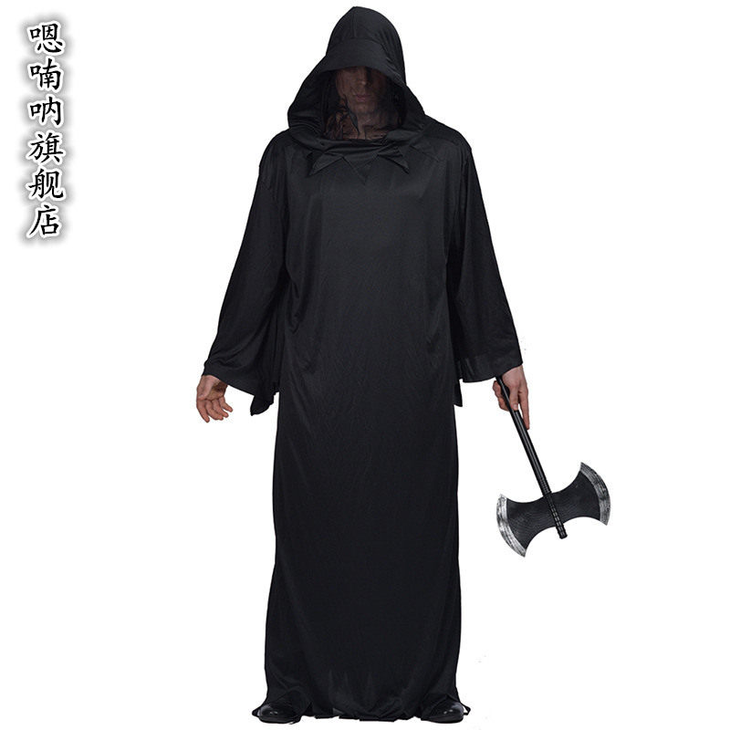 万圣节服装男巫师黑袍战士黑武士死神披风吸血鬼僵尸斗篷cos服装