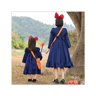 万圣节亲子魔女宅急便衣服儿童琪琪连衣裙cosplay女表演演出服装