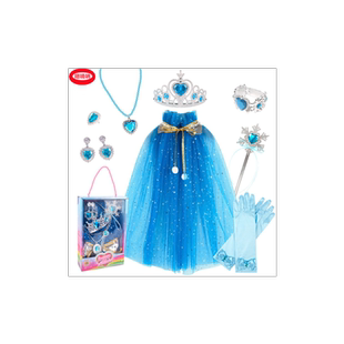 爱莎公主披风冰雪奇缘斗篷女童扮演女王权杖皇冠包包项链配件套餐