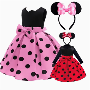 米妮cosplay儿童服装迪士尼公主裙子长袖裙款女童米奇套装秋冬款