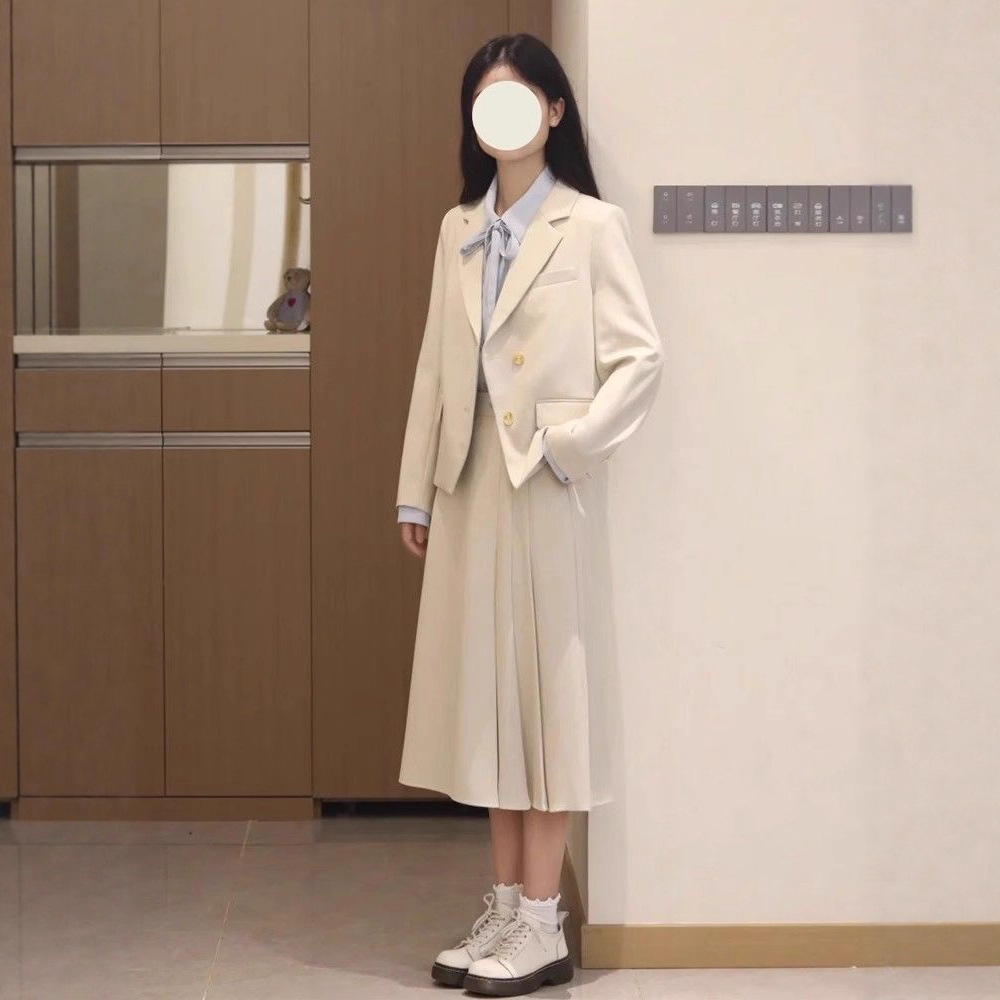 减龄休闲穿搭西装气质通勤教资考公面试西服外套半身裙职业套装