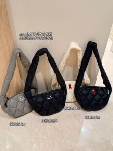 实拍~日单graniph TAION合作款线绗缝羽绒单肩斜挎包男女同款~