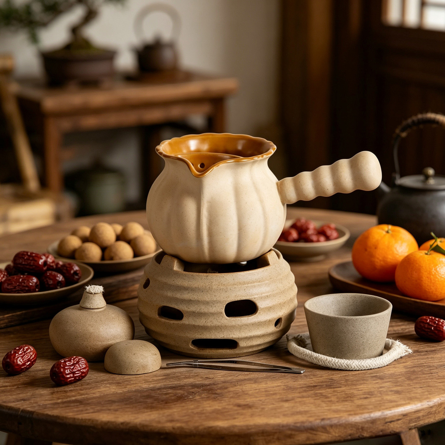 金瓜罐罐煮茶壶家用室内茶炉酒精炉煮茶器套装围炉煮茶陶壶烤奶壶