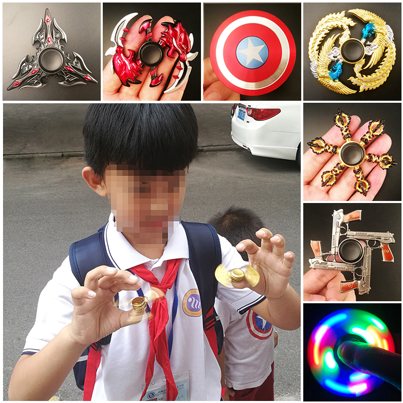 指尖陀螺女指间小学生儿童金属发光绝版玩具男孩减压神器手指陀螺