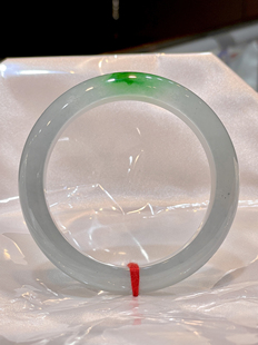 缅甸翡翠A货正品 百搭大气好看 冰种水润飘阳绿56圈口正圈手镯时尚