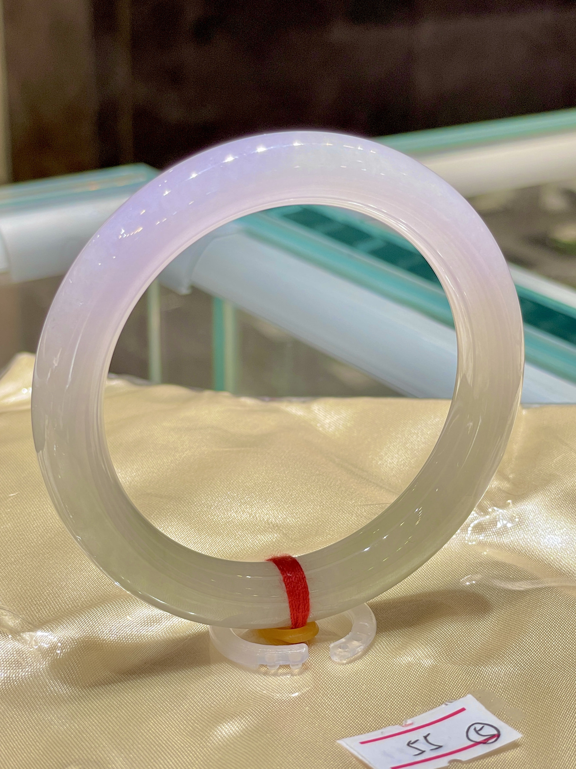 缅甸翡翠a货正品 冰紫色仙气十足55圈口圆条手镯 上手好看百搭款