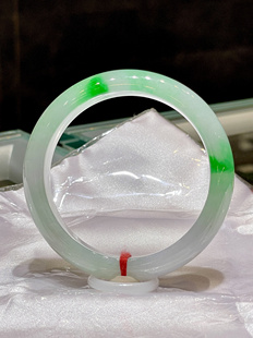 式 缅甸翡翠A货正品 百搭款 上手好看时尚 冰种阳绿58圈口正圈手镯