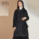 FUFEN福芬秋冬毛呢外套女宽松时尚 翻领系带气质羊毛大衣女D 8811A