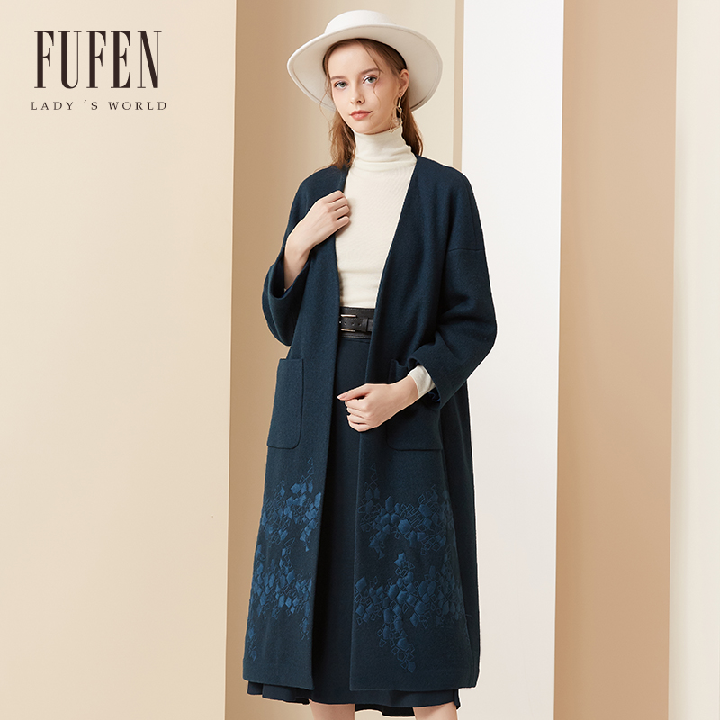 fufen福芬早秋新款女士毛呢大衣